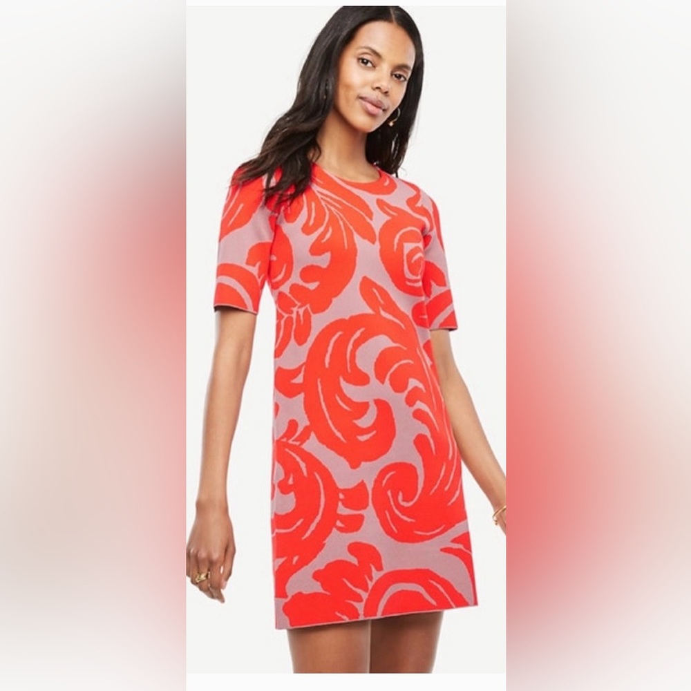 Ann Taylor Orange and Pink Knit dress